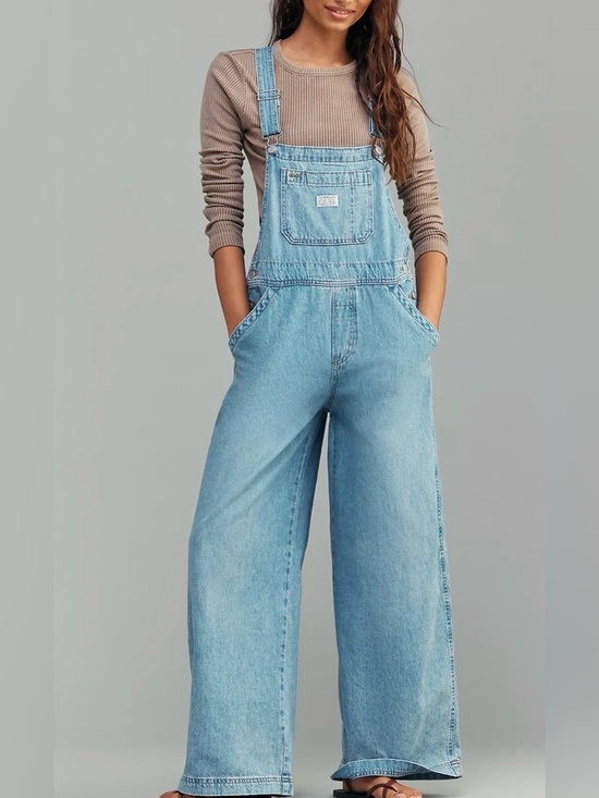 Levi's Pants - Levi’s Wide Leg Denim Overalls, Light Wash Blue, NWT, Women’s Size Small